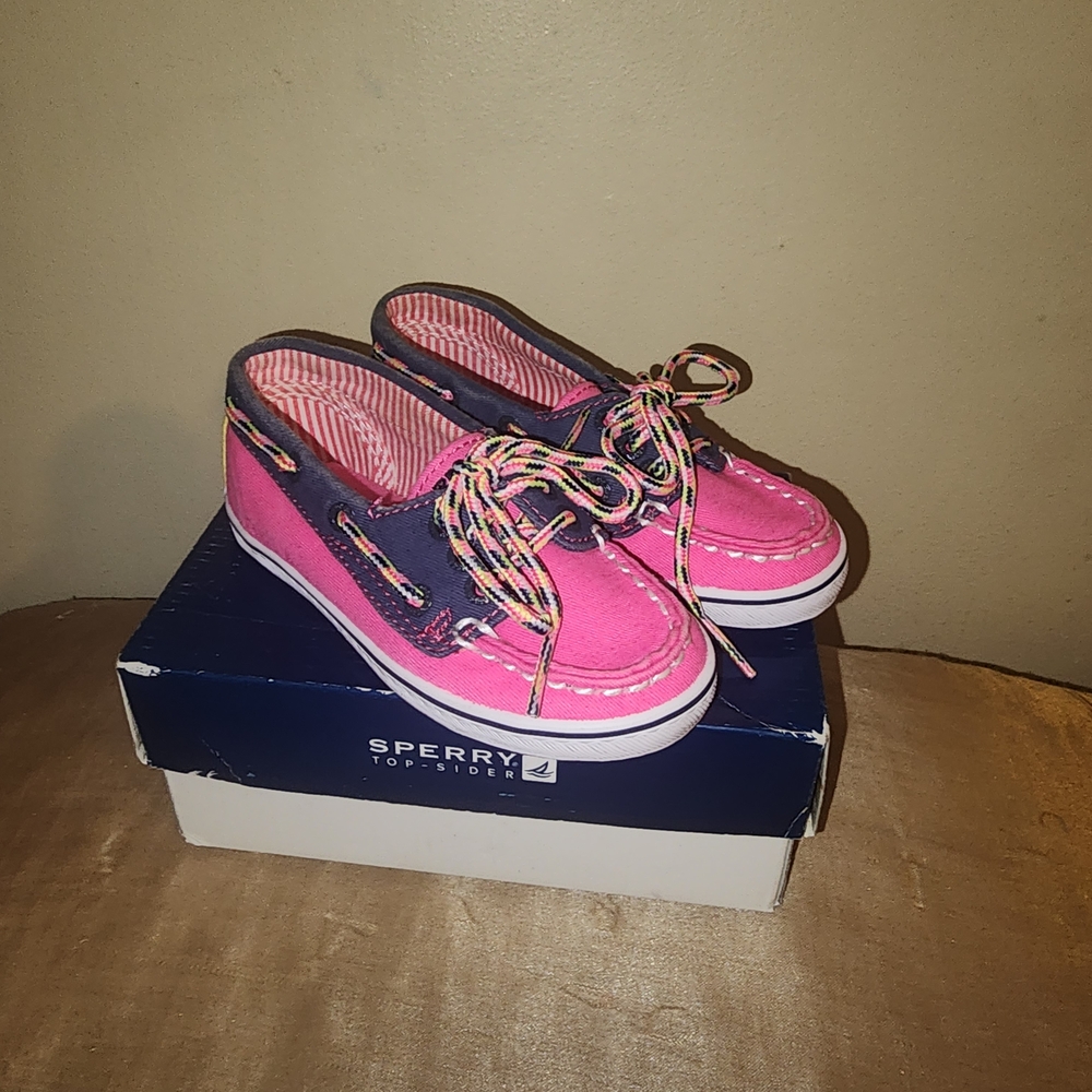Vintage Sperry Kids Cruiser Pink/Navy/Citron Boat Shoes